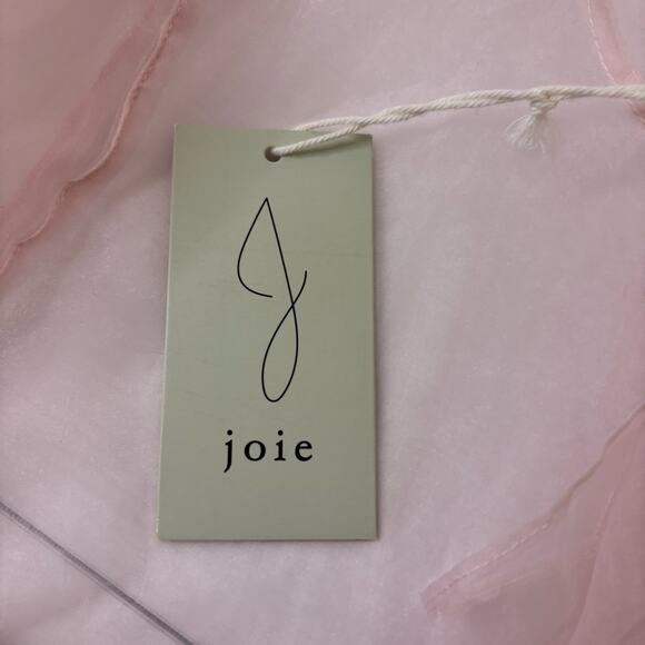 NWT Joie Pink Sheer Blouse with High Neck Bow and Puffy Sleeves Size Large R0341 - Picture 8 of 8